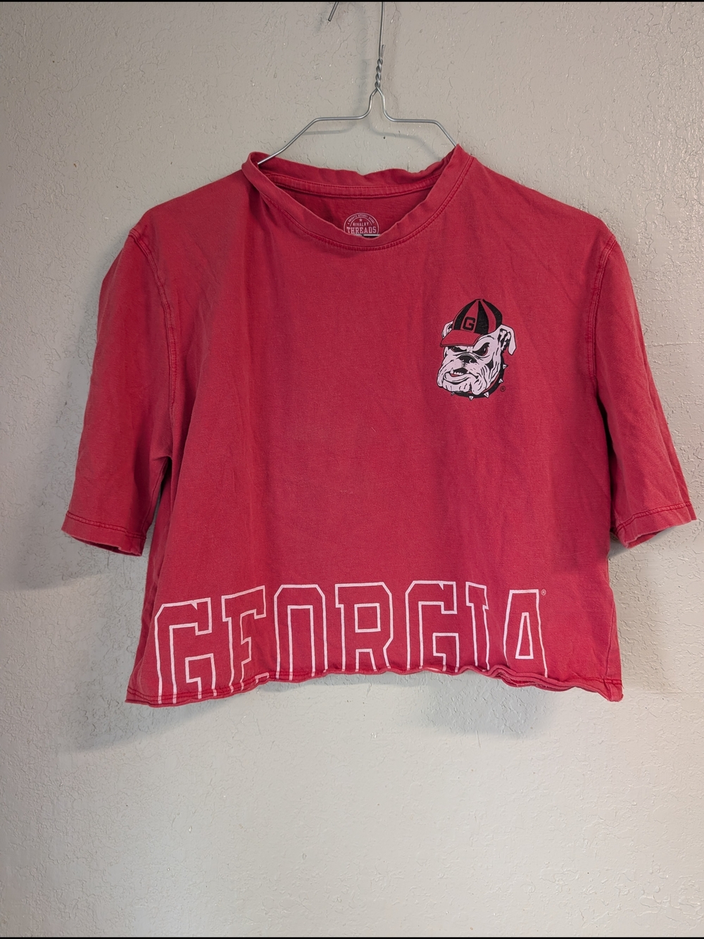 University Of Georgia Red Georgia Bulldogs Cropped Tee Bulldog Logo S Oversized